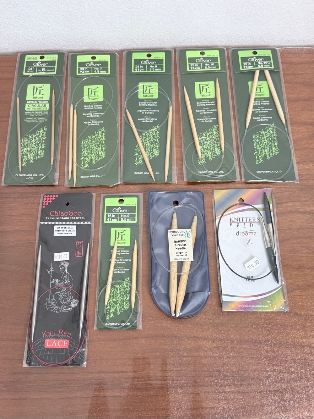 Bamboo Circular Knitting Needles Lot of 9 Clover, Knitter’s Pride NWT